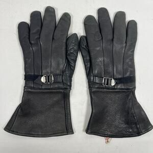 CHURCHILL Gloves Womens S Genuine Deerskin Leather Biker Buckle Black USA